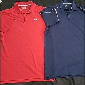 Red and navy under armour polos